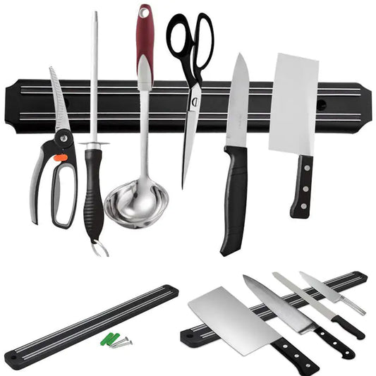 Magnetic knife holder by Krystina Trendify for space-saving and organized kitchen storage.