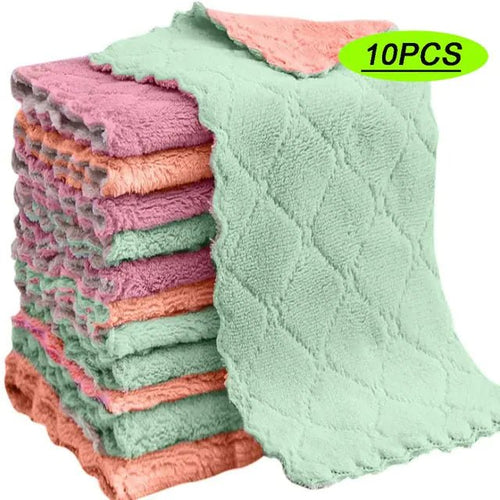 Set of 10 Eco-friendly Microfiber Towels for kitchen cleaning