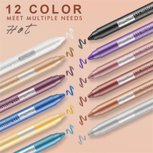 12 Colors Eyeshadow Pencil Set – Long - Lasting & Vibrant - Krystina Trendify