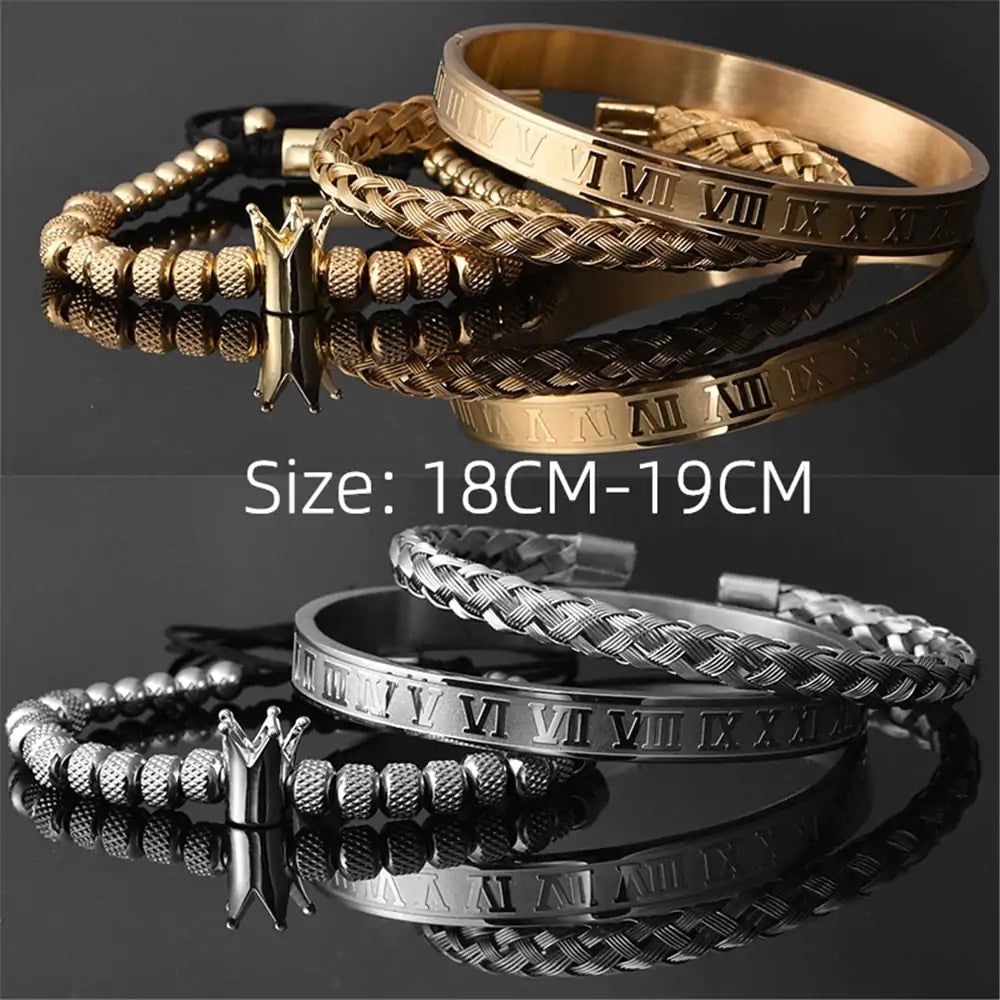 Men's Bracelet Set crafted from 100% solid stainless steel, durable and versatile for any occasion.