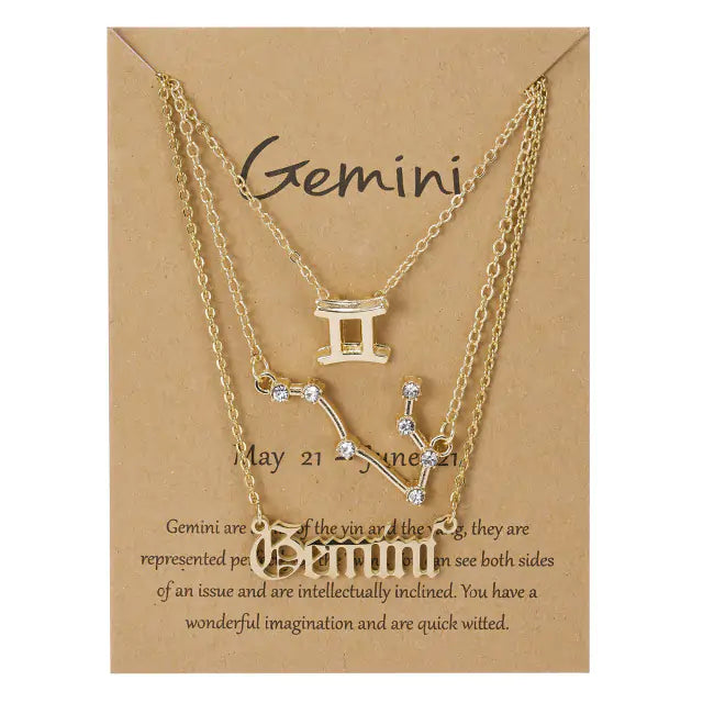 Stylish zodiac pendant necklace with a radiant gold finish by Krystina Trendify, perfect for astrology lovers.