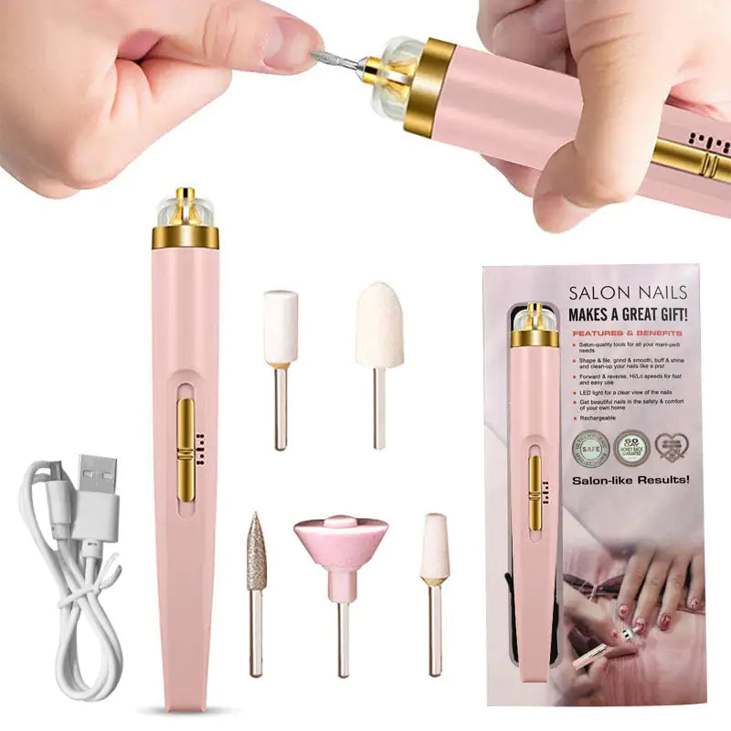 Manicure Machine Master Kit by Krystina Trendify, includes tools for shaping, buffing, and polishing nails for professional results at home.