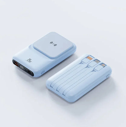 Super fast charge power bank in stylish colors, offering fast and super-fast charging for on-the-go use.