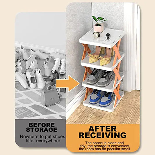 Stackable shoe rack by PONTUS for efficient shoe organization and space-saving storage