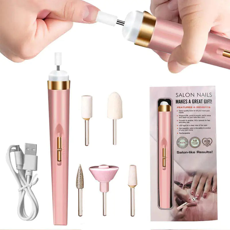 Manicure Machine Master Kit by Krystina Trendify, includes tools for shaping, buffing, and polishing nails for professional results at home.