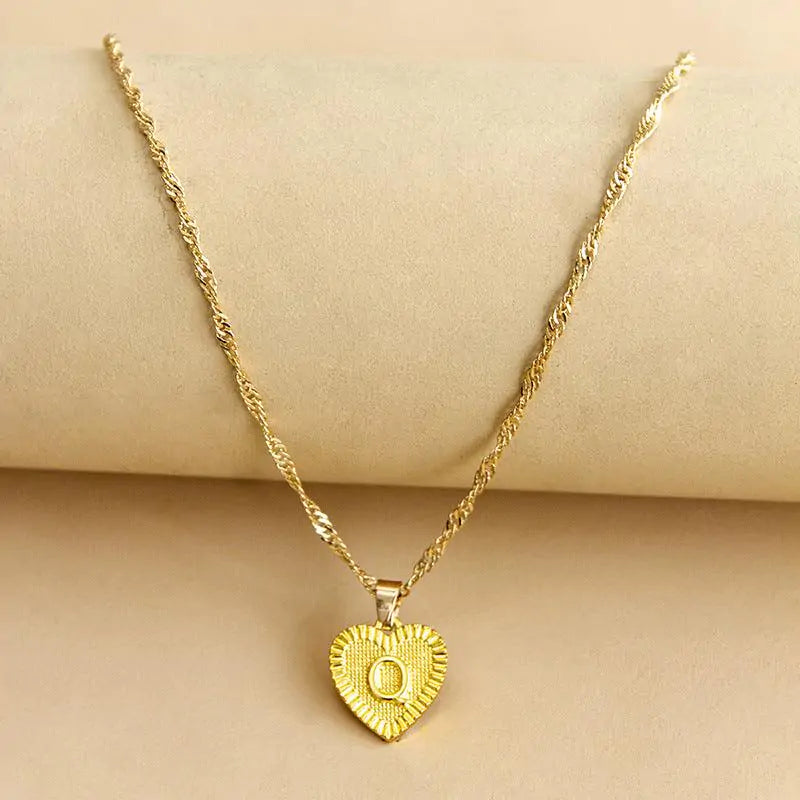 Initial Letter Heart Pendant Necklace – Personalized & Elegant Jewelry