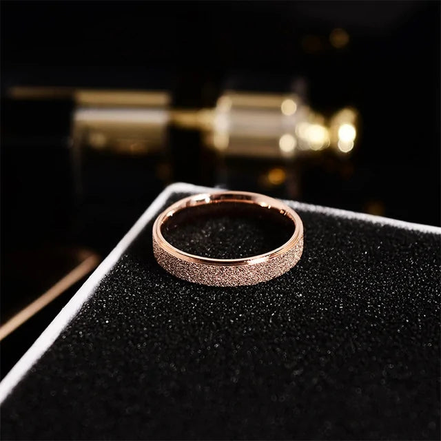 Frosted Rose Gold Rings for weddings or everyday wear with elegance and sophistication