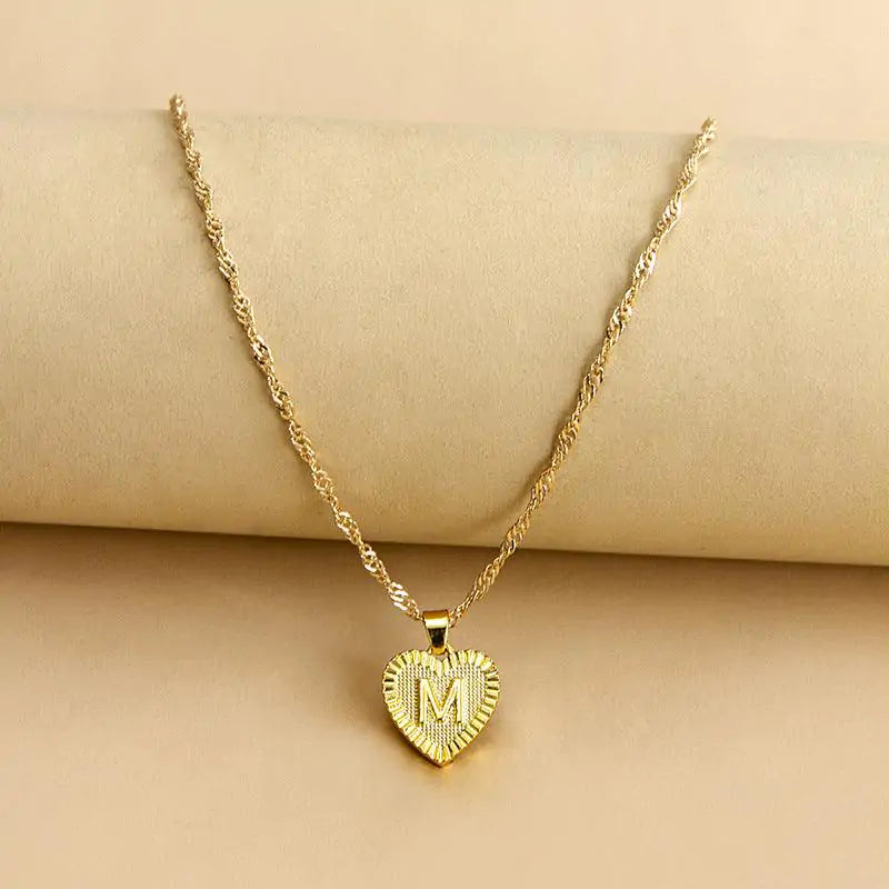 Initial Letter Heart Pendant Necklace – Personalized & Elegant Jewelry