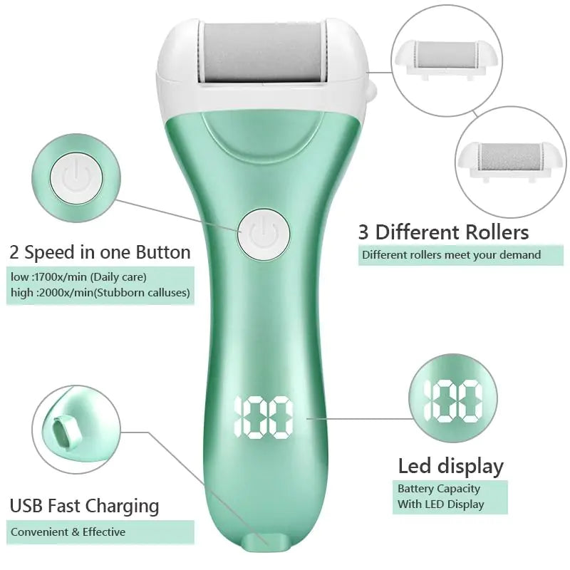 Electric Callus Remover with adjustable speed for effortless callus removal and smooth feet.
