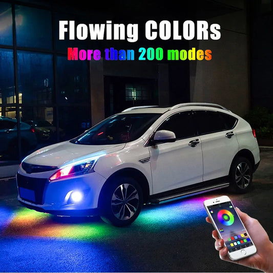 Bluetooth under glow neon lights with vibrant colors and beat-sync feature