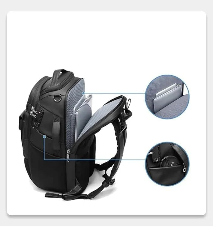 Large capacity camera and laptop backpack by Krystina Trendify for organized travel