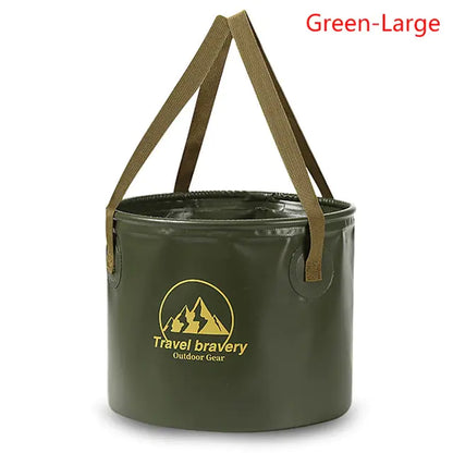 Portable folding bucket by Travel Bravery for camping and hiking