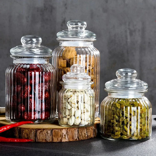 Glass storage containers by Krystina Trendify for keeping food fresh with airtight, eco-friendly design.