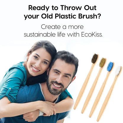 Eco-friendly bamboo toothbrush with soft bristles for sensitive gums and sustainability