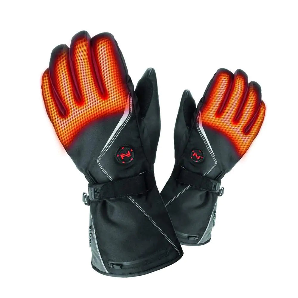 Heated motorcycle gloves by Krystina Trendify with adjustable heat settings for cold weather riding.