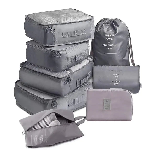 8-piece travel organizer set by Krystina Trendify for stress-free packing