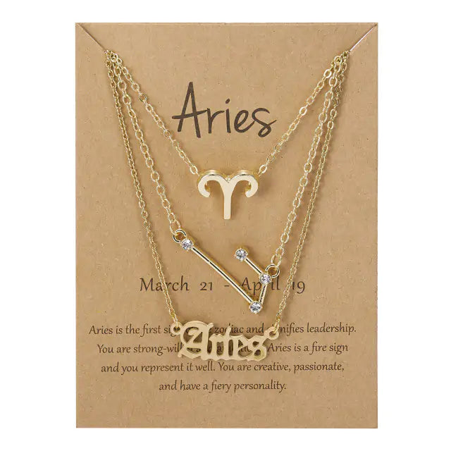 Stylish zodiac pendant necklace with a radiant gold finish by Krystina Trendify, perfect for astrology lovers.