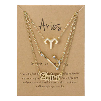 Stylish zodiac pendant necklace with a radiant gold finish by Krystina Trendify, perfect for astrology lovers.