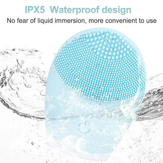 Waterproof silicone face cleansing brush by Krystina Trendify for deep cleaning, exfoliation, and boosting collagen.