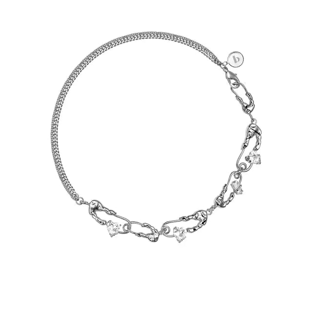 Heart Crystal Chains Choker Necklace, adjustable and crafted with premium materials for a chic look.