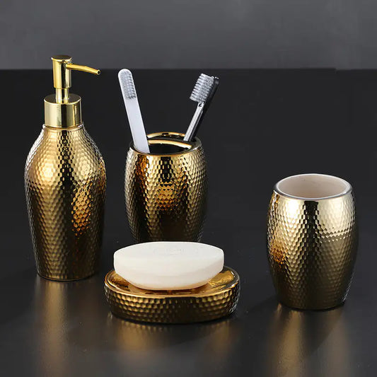 Golden Ceramic 4-Piece Bathroom Set for a modern, luxurious touch