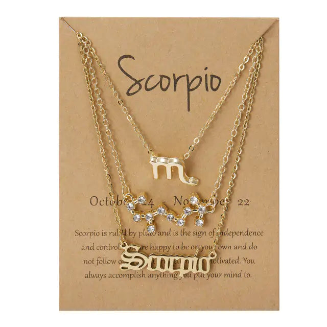 Stylish zodiac pendant necklace with a radiant gold finish by Krystina Trendify, perfect for astrology lovers.