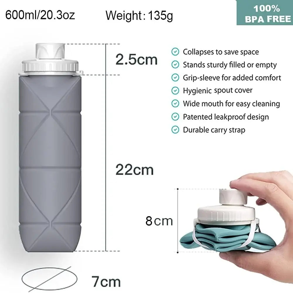 Krystina Trendify foldable silicone water bottle, BPA-free and heat-resistant for convenient hydration.