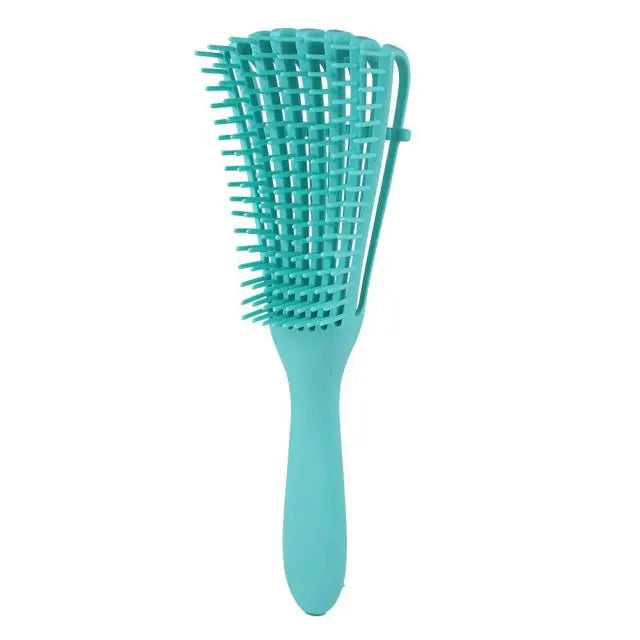 Curly hair detangling brush for reduced breakage and enhanced texture.