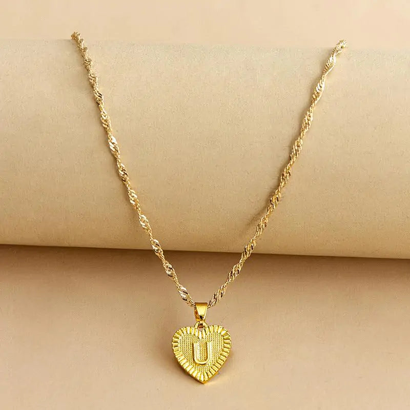 Initial Letter Heart Pendant Necklace – Personalized & Elegant Jewelry