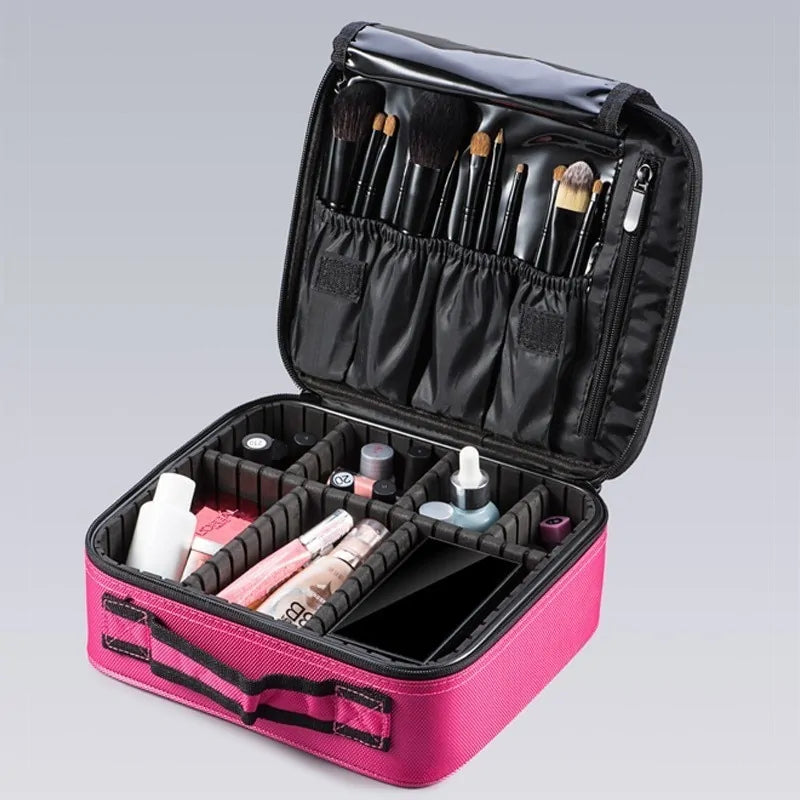 Spacious and stylish professional women's toiletry bag for cosmetics and travel essentials.