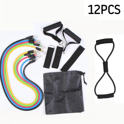 17-piece resistance bands set for full-body workouts with customizable resistance levels.