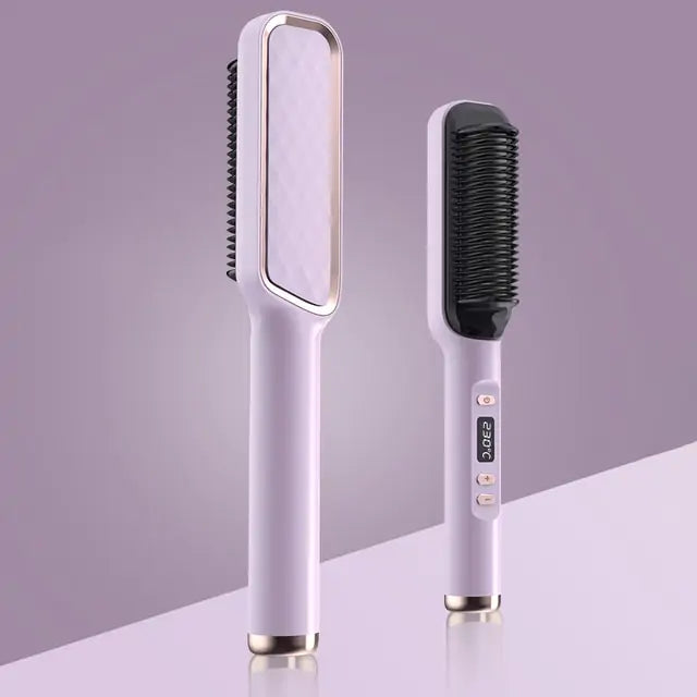 3-in-1 Straightening & Curly Iron Brush for sleek hair and voluminous curls