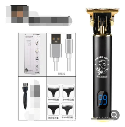 USB Electric Hair Clippers with multiple attachments and quiet motor for professional haircuts.