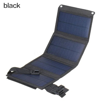 Waterproof foldable solar panel, compact and durable, ideal for charging devices during outdoor activities or emergencies.