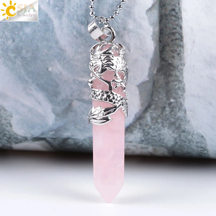 Quartz crystal necklaces for women, natural stone jewelry, healing energy pendants.