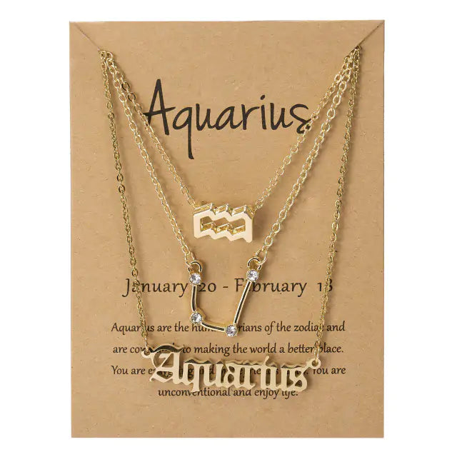 Stylish zodiac pendant necklace with a radiant gold finish by Krystina Trendify, perfect for astrology lovers.