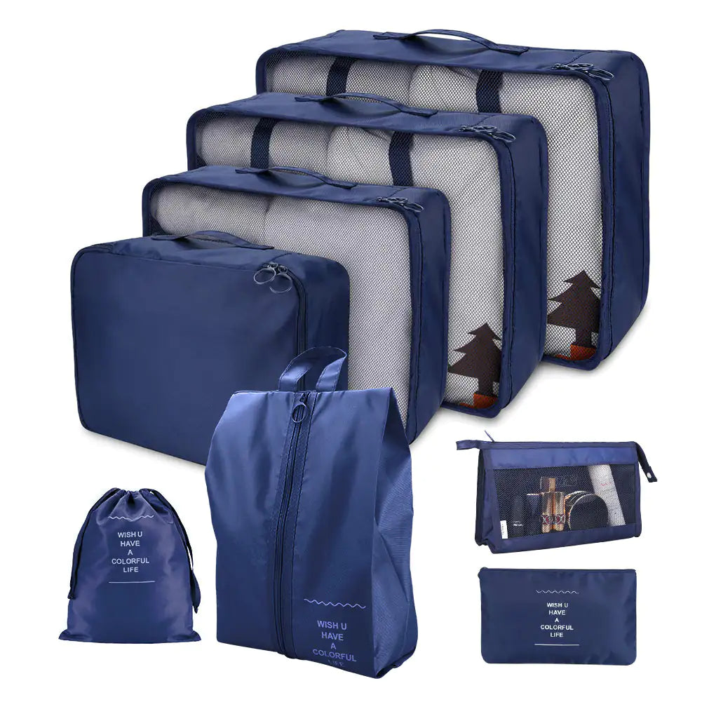 Krystina Trendify travel organizer bag set with waterproof material & multi-size packing cubes.