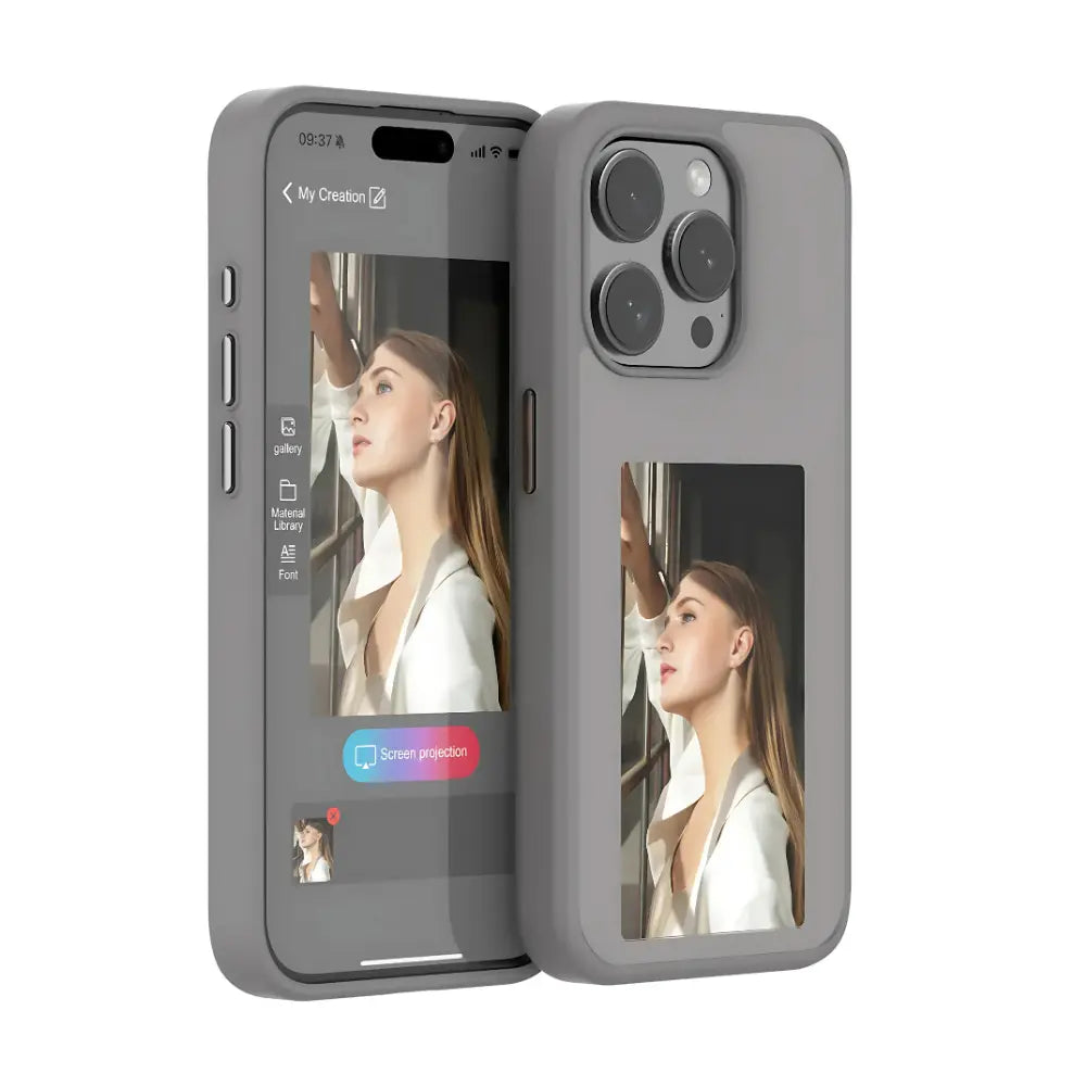 E-Ink phone case, customizable and sleek design for style and protection.