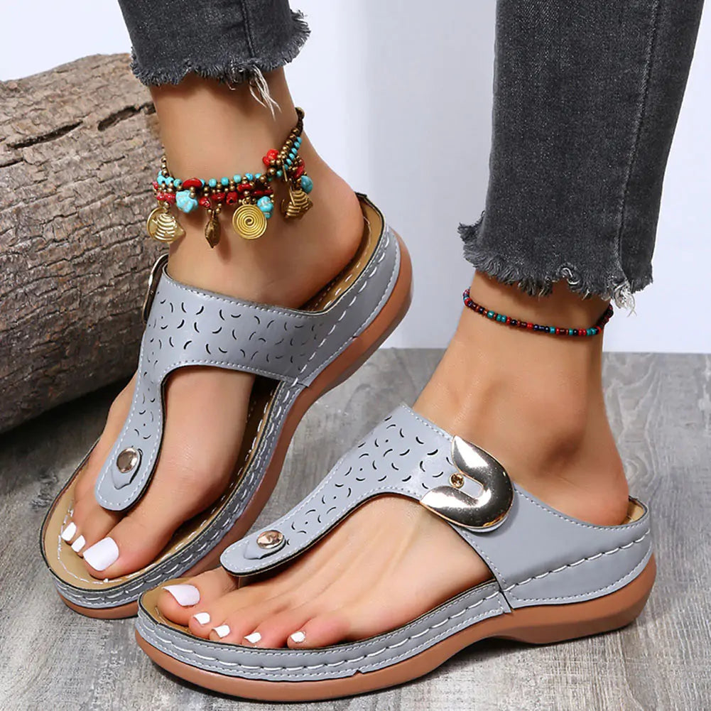 Non-slip wedge sandals with soft upper material by Krystina Trendify.