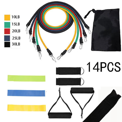 17-piece resistance bands set for full-body workouts with customizable resistance levels.