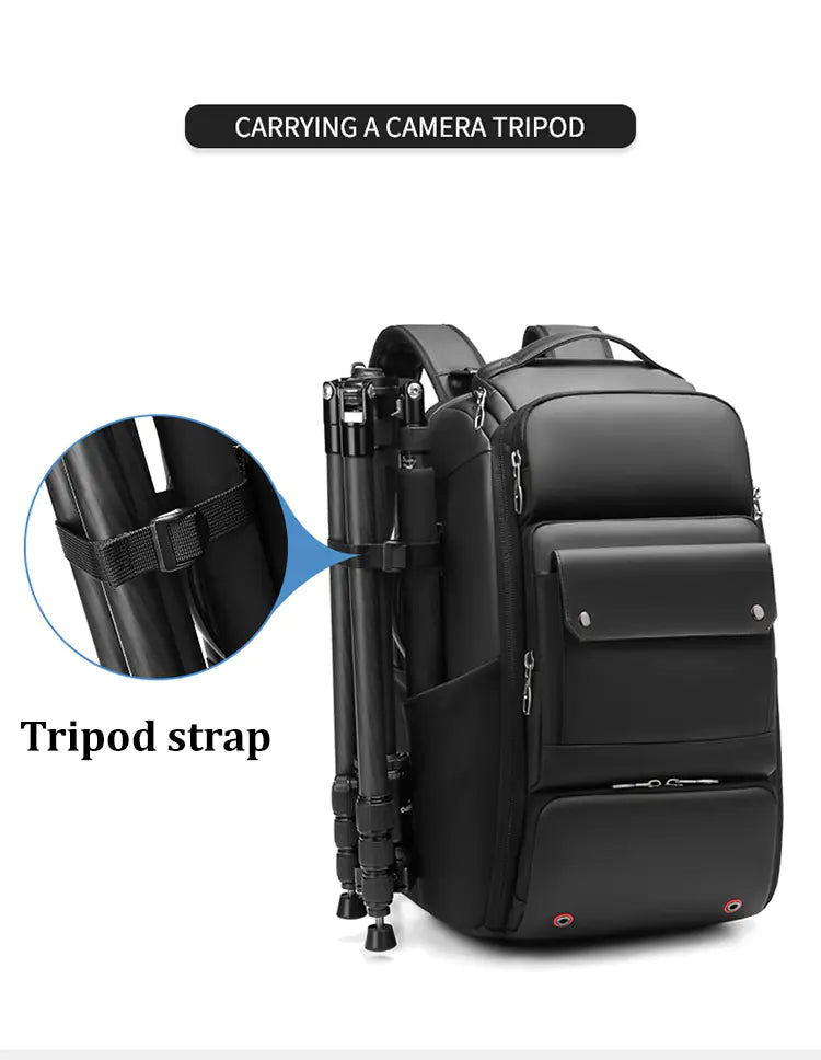 Large capacity camera and laptop backpack by Krystina Trendify for organized travel