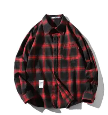 Unisex checkered long sleeve shirt with soft, durable fabric for casual wear.