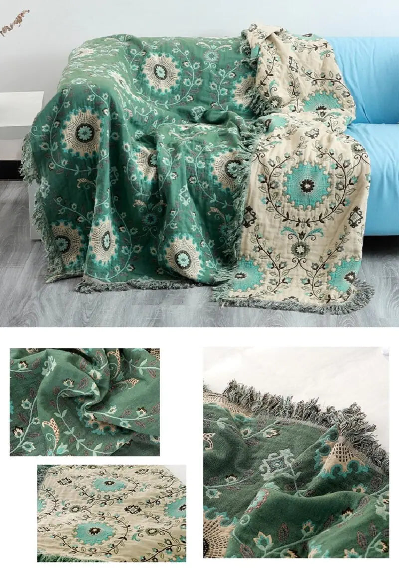 Cotton sofa throw blanket, soft and stylish for versatile home décor