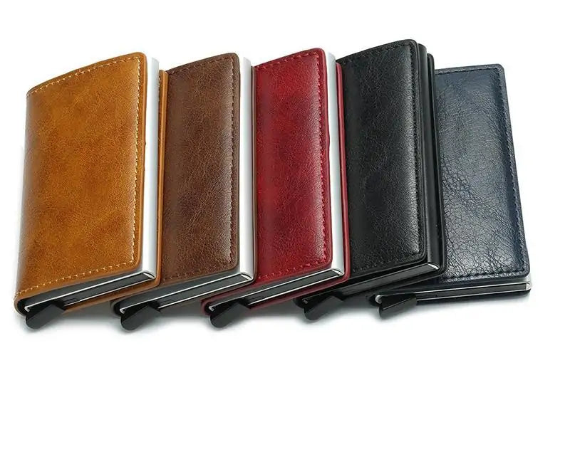 Slim RFID-blocking Card Holder Wallet by Krystina Trendify, designed to protect cards and personal information.