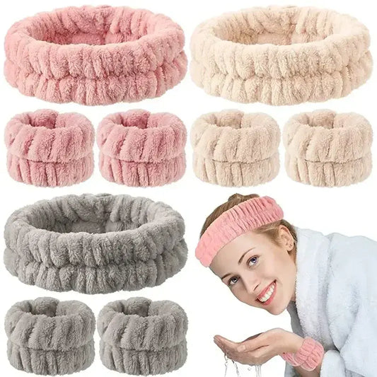 Soft Coral Fleece Headband for comfortable beauty routines