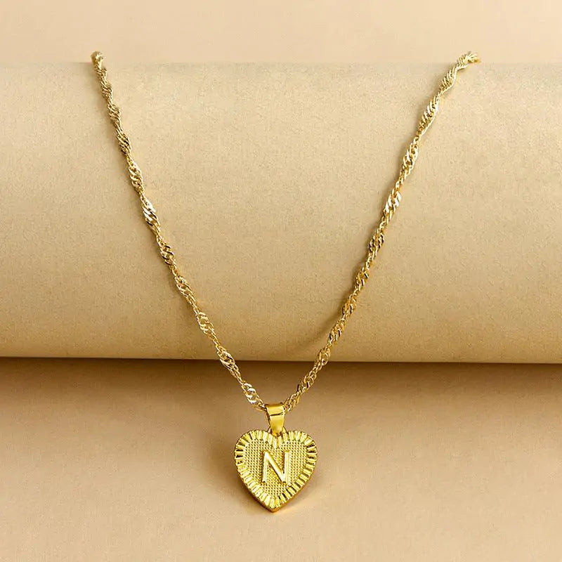 Initial Letter Heart Pendant Necklace – Personalized & Elegant Jewelry