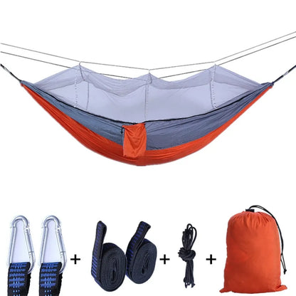 Portable hammock with built-in mosquito net by Krystina Trendify for camping and relaxation