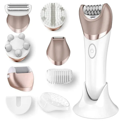 6-In-1 Electric Epilator and Shaver for women with precise and gentle hair removal from IPX6.
