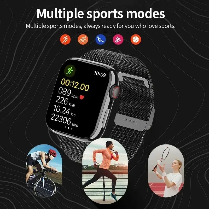 Men's Sport Smartwatch 9 with AMOLED display, GPS, health tracking, and wireless charging.