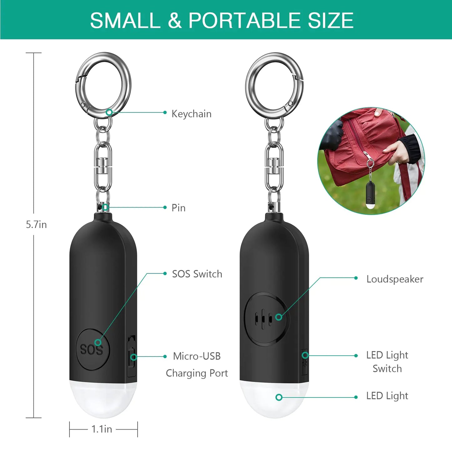 Compact Women's Self-Defense Emergency Alarm Keychain for instant protection